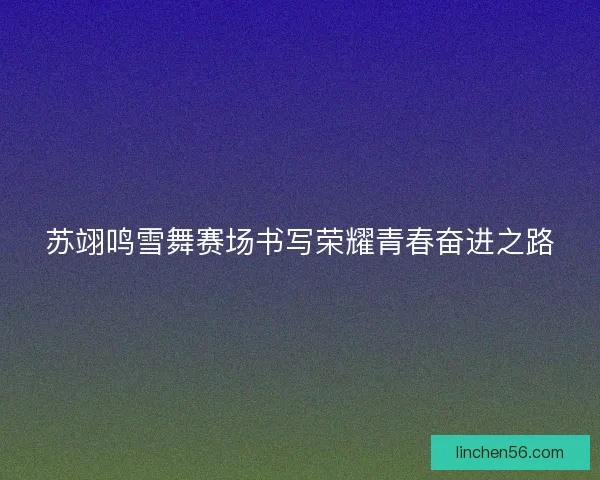 苏翊鸣雪舞赛场书写荣耀青春奋进之路